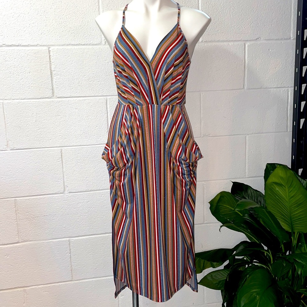 Vertical Aztec Stripe Dress with Pockets
